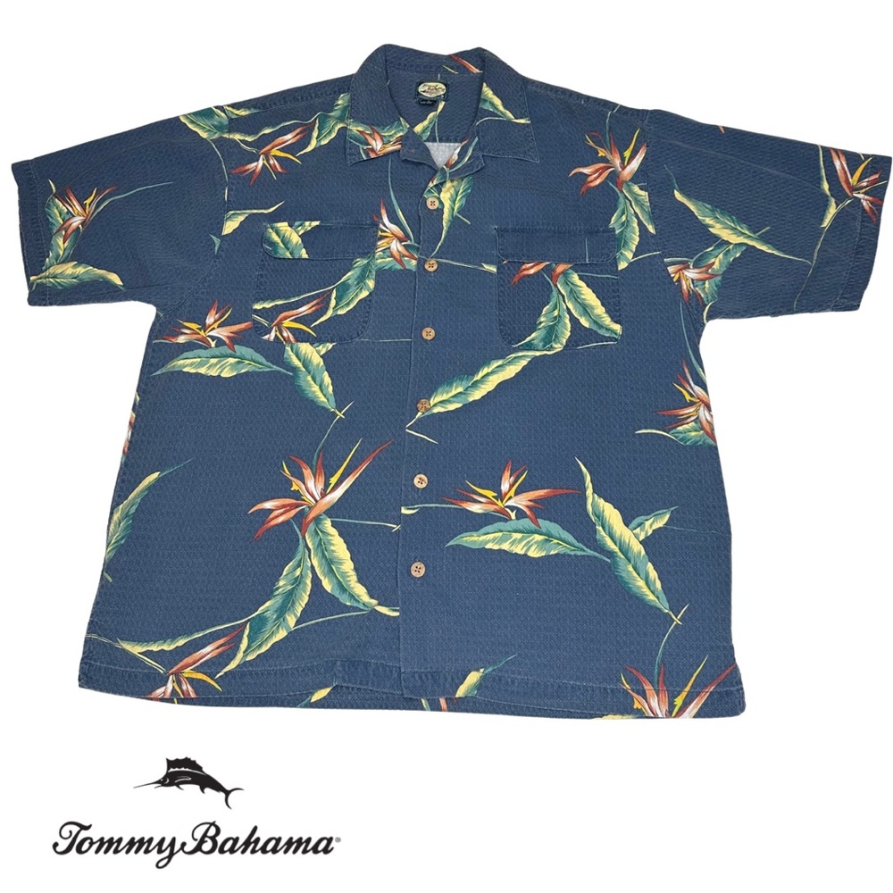 TOMMY BAHAMA Birds of Paradise Button Down Hawaiian Shirt